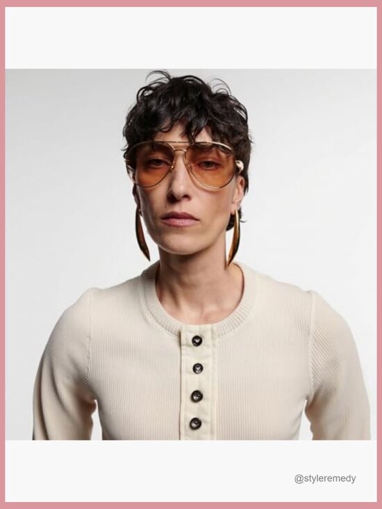 Retro Oversized Aviator Sunglasses Gold Frame Metal UV400 Protection main image 6